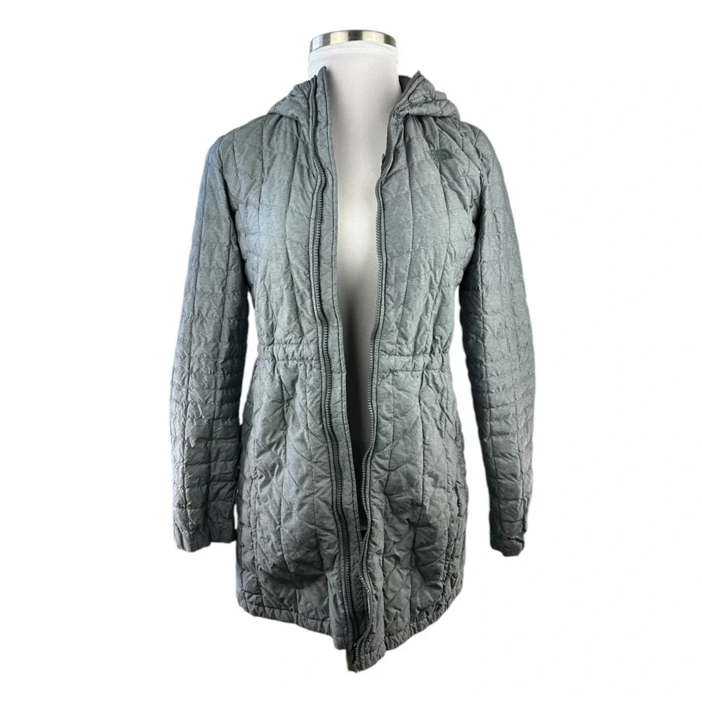The North Face ThermoBall Parka Jacket Gray Puffer Hooded Outdoor Women's Medium - Picture 3 of 16